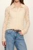 sheer lace button down top in lovely off white