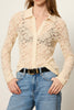 sheer lace button down top in lovely off white