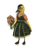 Whimsical Wooden Magnet duck girl 
