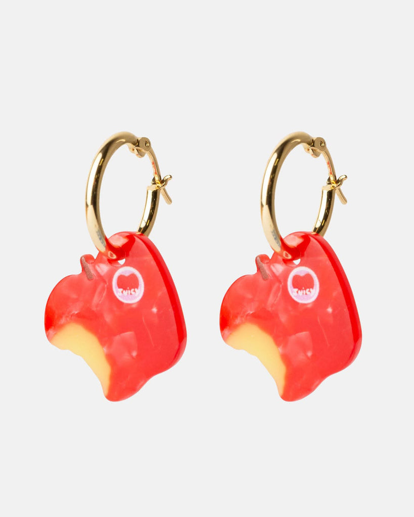 whimsical hoop earrings apple