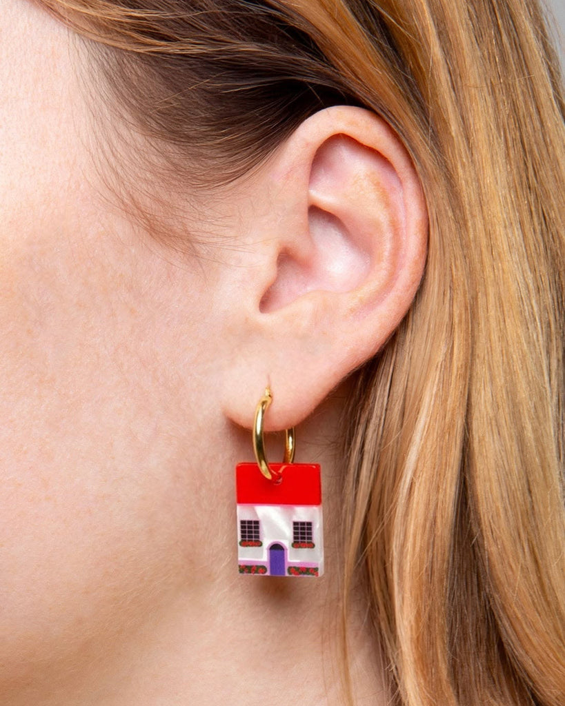 whimsical hoop earrings house