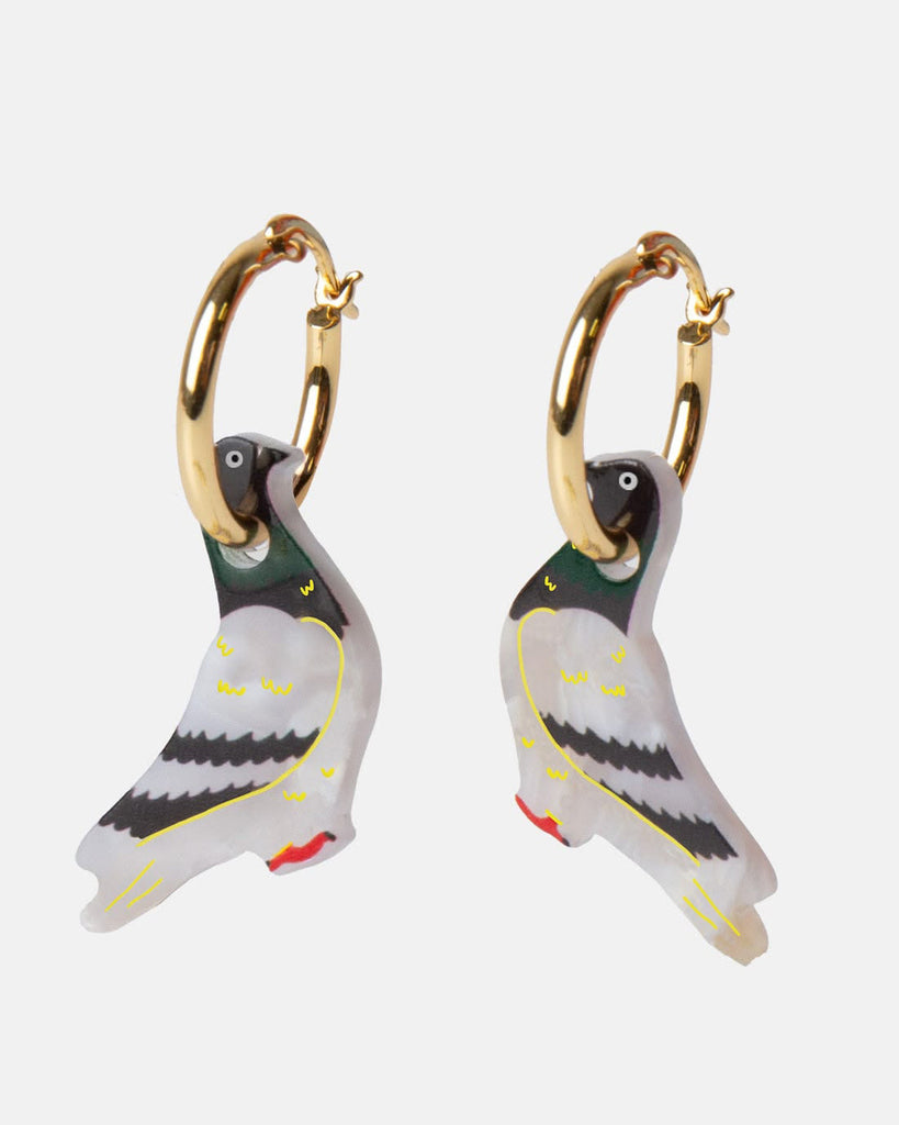 whimsical hoop earrings pigeon