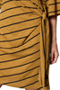 knit dress in ochre and black stripes with waist tie detail