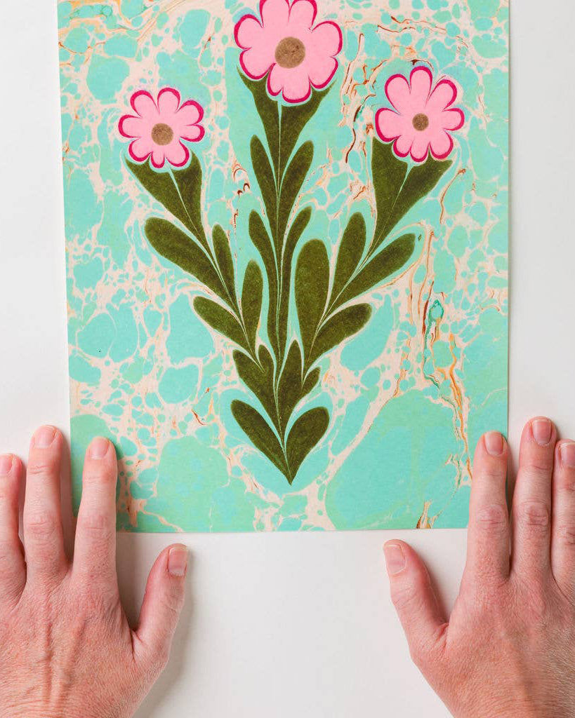 Ebru Flower Print, 9 x 12, no. 14