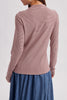 mock neck long sleeve top in mauve and maroon stripes