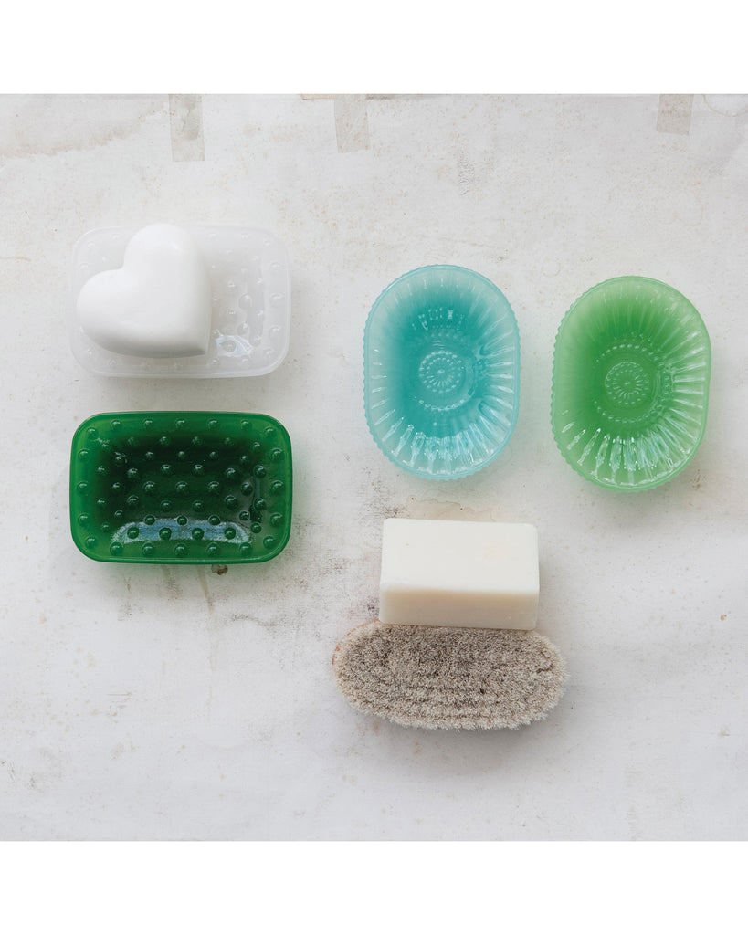 Embossed Milk Glass Soap Dish