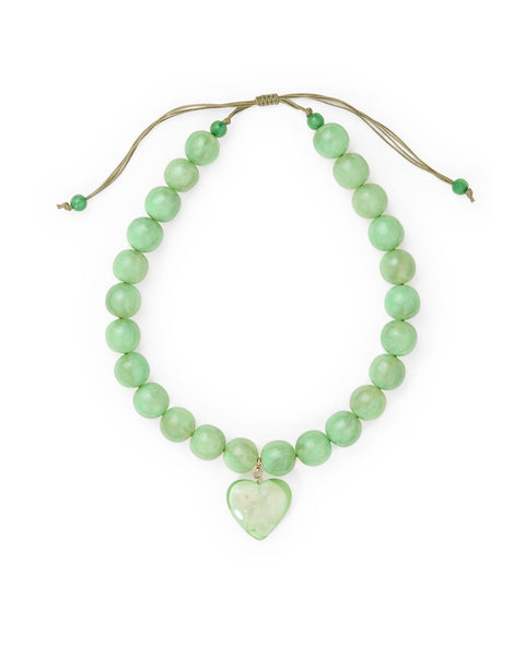 emery resin heart necklace in mint green