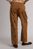 camel pull-on trousers with chocolate brown polka dots throughout