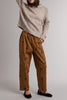 camel pull-on trousers with chocolate brown polka dots throughout