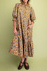 relaxed fit midi dress in a warm toned floral pattern that is perfect for fall