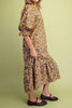relaxed fit midi dress in a warm toned floral pattern that is perfect for fall