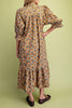 relaxed fit midi dress in a warm toned floral pattern that is perfect for fall