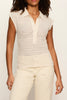 lacey polo top with a half button front and classic collar 