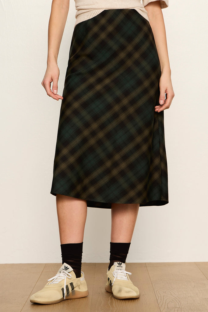 forest green plaid slip skirt