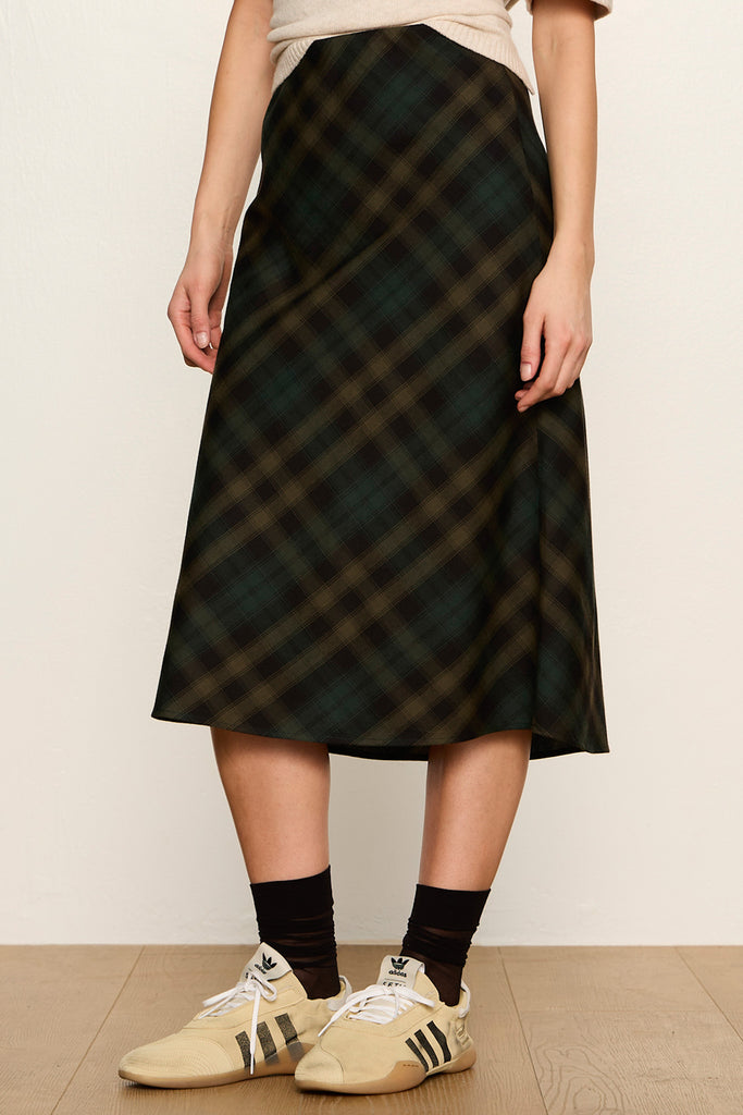 forest green plaid slip skirt