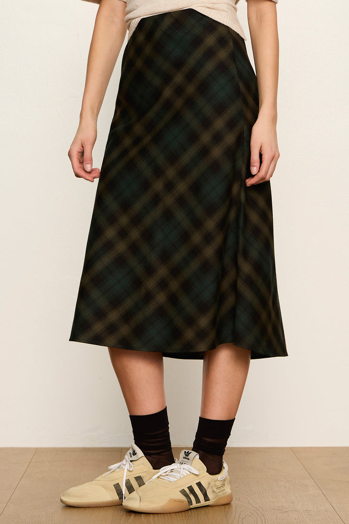 forest green plaid slip skirt