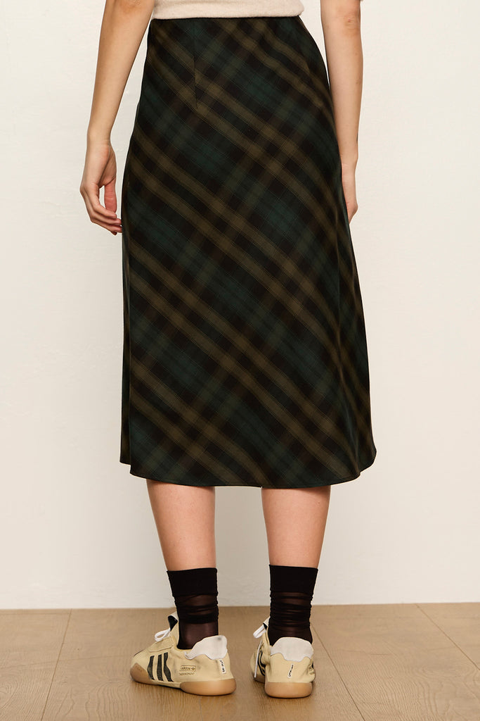 forest green plaid slip skirt