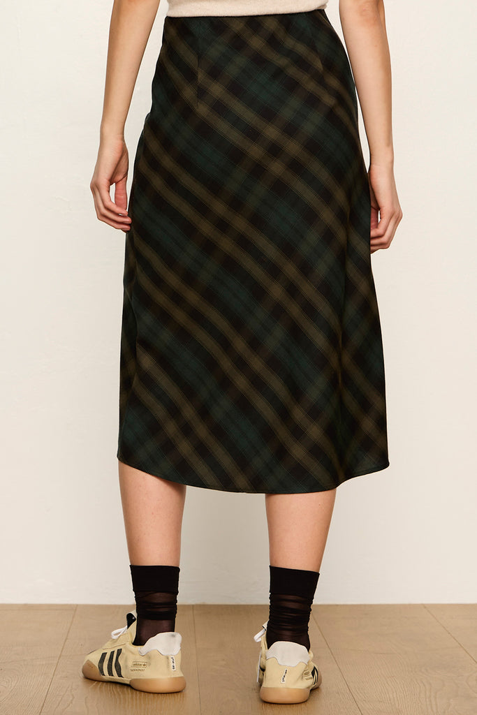 forest green plaid slip skirt