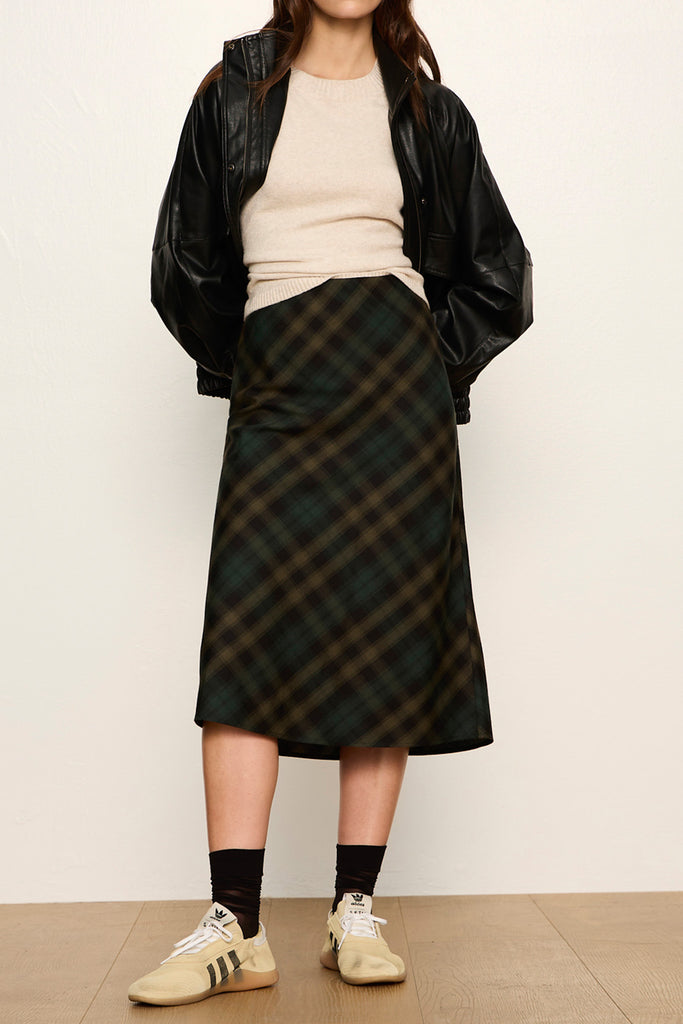 forest green plaid slip skirt