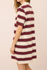 sporty mini dress in fig, light blue, and white stripes