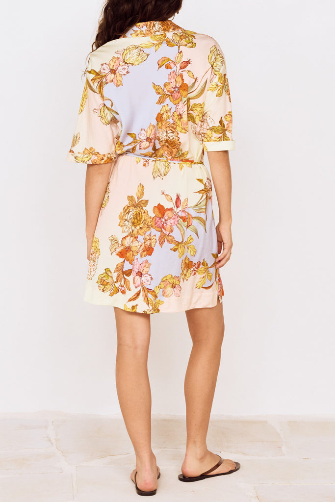 mini shirt dress with feminine colorblocked floral print from minkpink