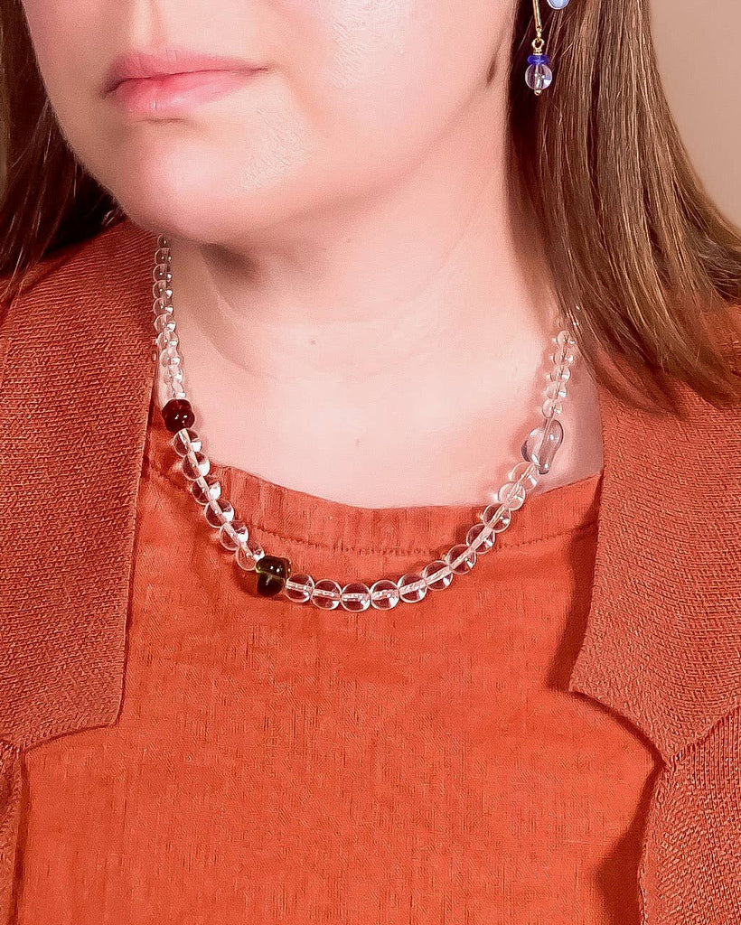 Sapphire, Olive, and Mocha Floating Form Necklace