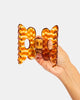 flower hair claw in honey checker