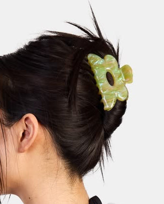 flower hair claw in jade swirl