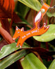 genuine leather key fob in the shape of a fox with the message "for fox sake!"