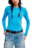 free people fitted long sleeve tee in bright blue