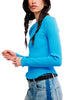 free people fitted long sleeve tee in bright blue