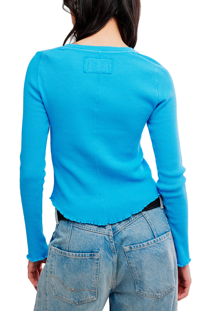 free people fitted long sleeve tee in bright blue