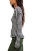free people soft waffle knit long sleeve tee in classic black and white stripes