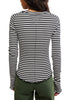 free people soft waffle knit long sleeve tee in classic black and white stripes