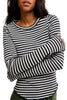 free people soft waffle knit long sleeve tee in classic black and white stripes