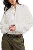 free people textured quarter zip pullover in clean ivory