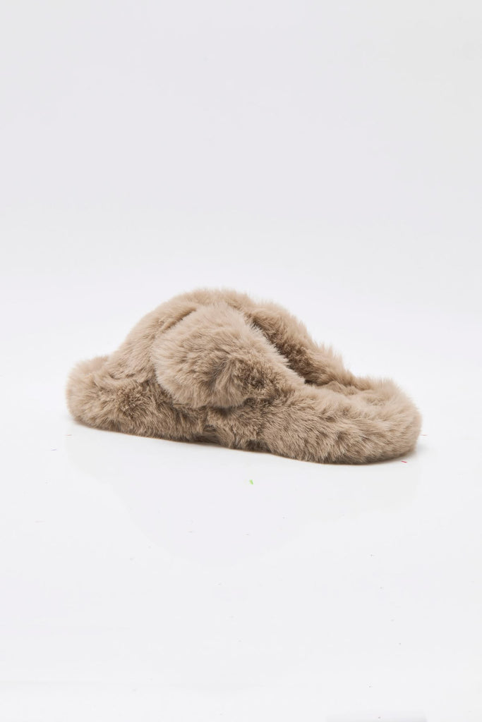 free people soft faux fur slippers in mink