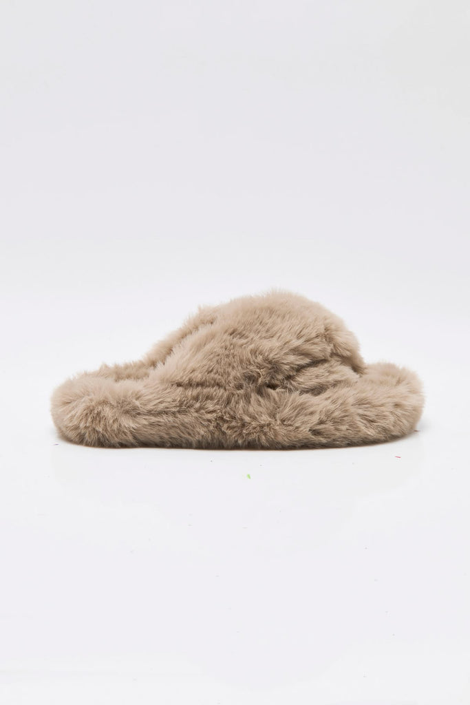 free people soft faux fur slippers in mink