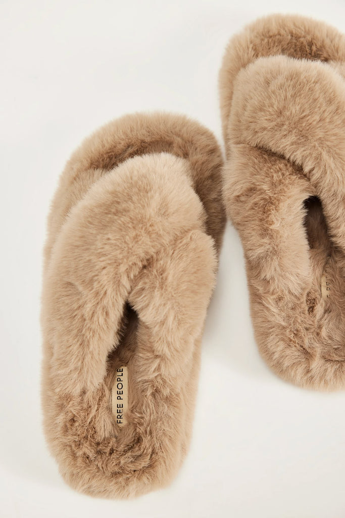 free people soft faux fur slippers in mink