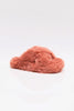free people soft faux fur slippers in papaya pink