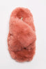 free people soft faux fur slippers in papaya pink