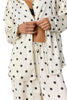free people beloved pajama set in ivory with classic black polka dots.