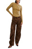 free people soft waffle knit long sleeve tee in deep golden yellow. 