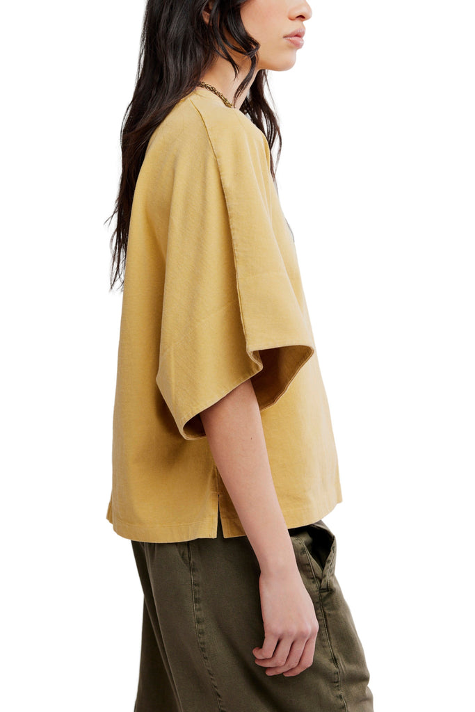 roomy dolman style t-shirt in washed mustard yellow from free people