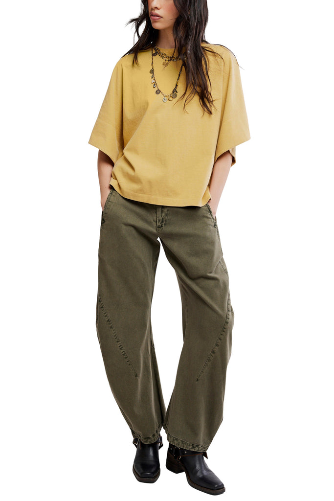 roomy dolman style t-shirt in washed mustard yellow from free people