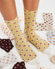 floral jacquard trouser socks from free people in yellow