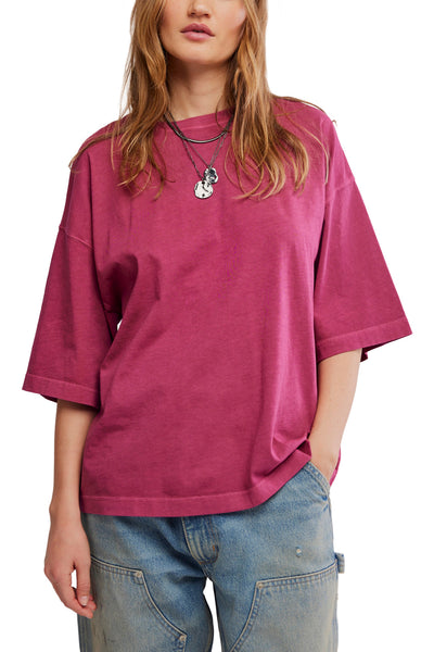 free people easy and oversized tee in bold berry purple