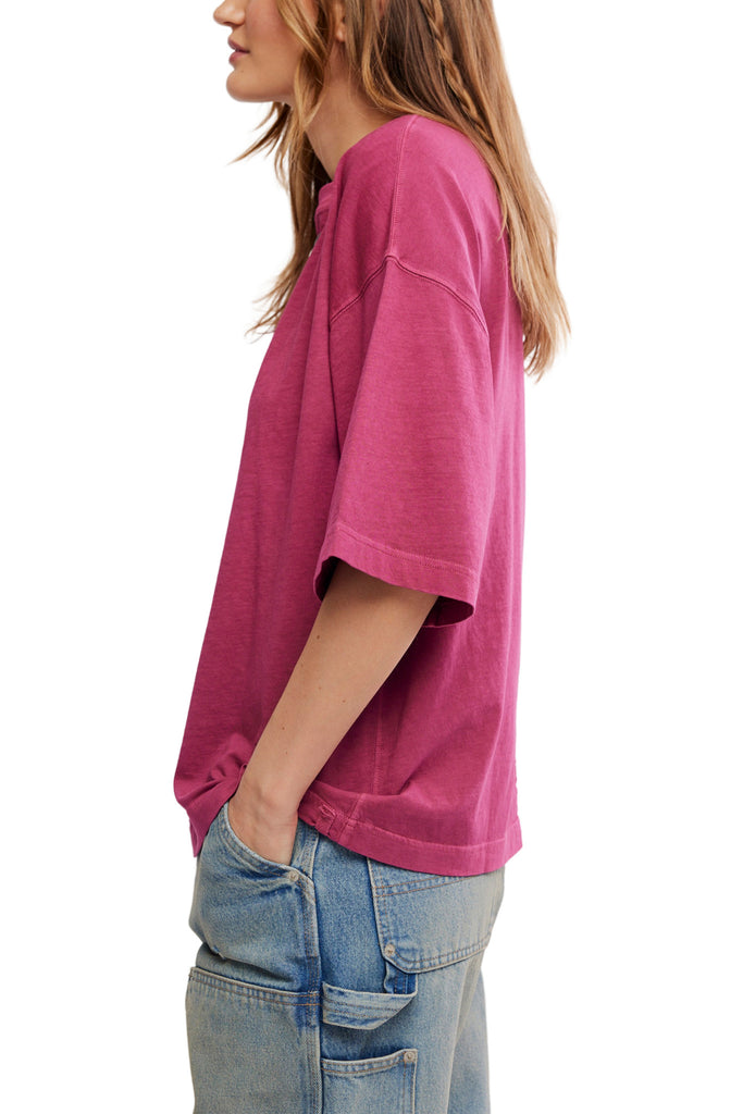 free people easy and oversized tee in bold berry purple