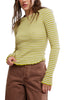 free people fitted long sleeve tee in green stripes