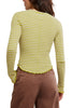 free people fitted long sleeve tee in green stripes